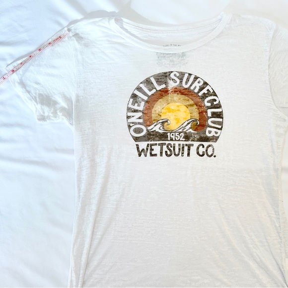 Y2K O'Neill Sheer Graphic Logo Tee - White/Brown - XL - Picture 10 of 10
